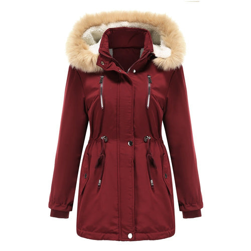 Women's Winter Coat with Detachable Hood – Warm Fleece-Lined Jacket