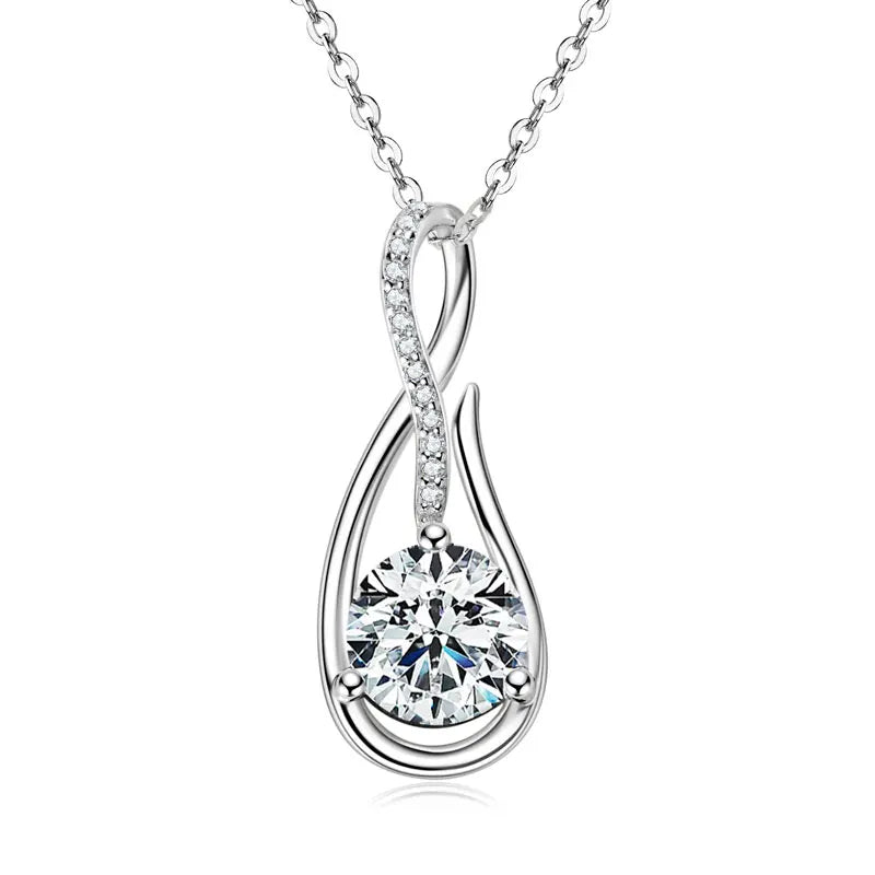 OXTAO 8MM Infinity Moissanite Pendant Necklace Female Jewelry Sterling 925 Silver Birthday Jewelry Gift With Certified