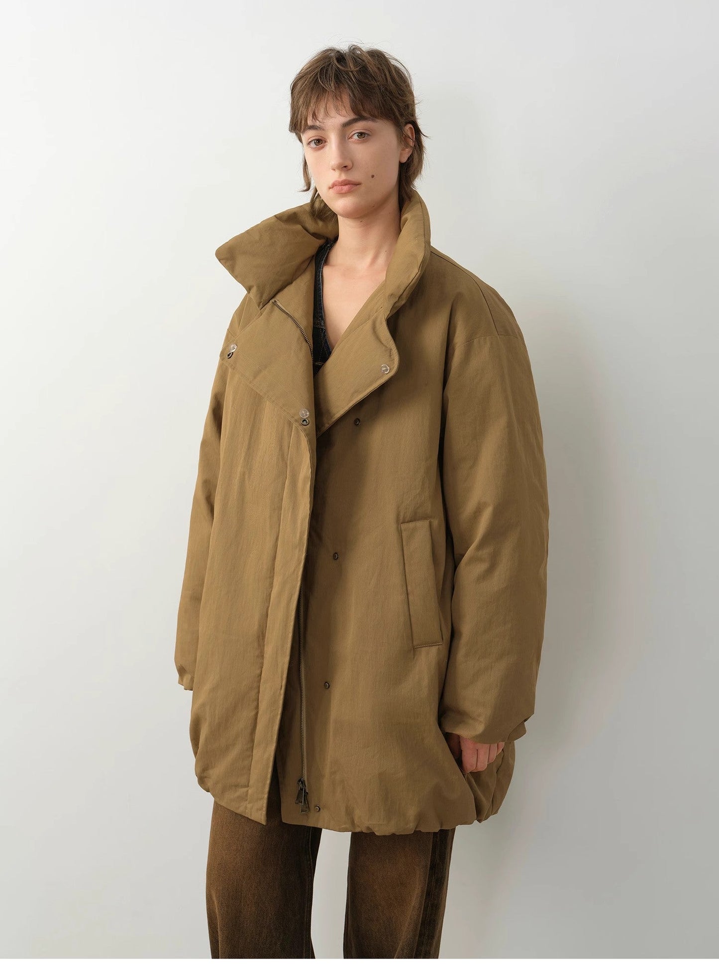 Fireladyfur Women's Winter Goose Down Coat with Tuscan wool"Modern