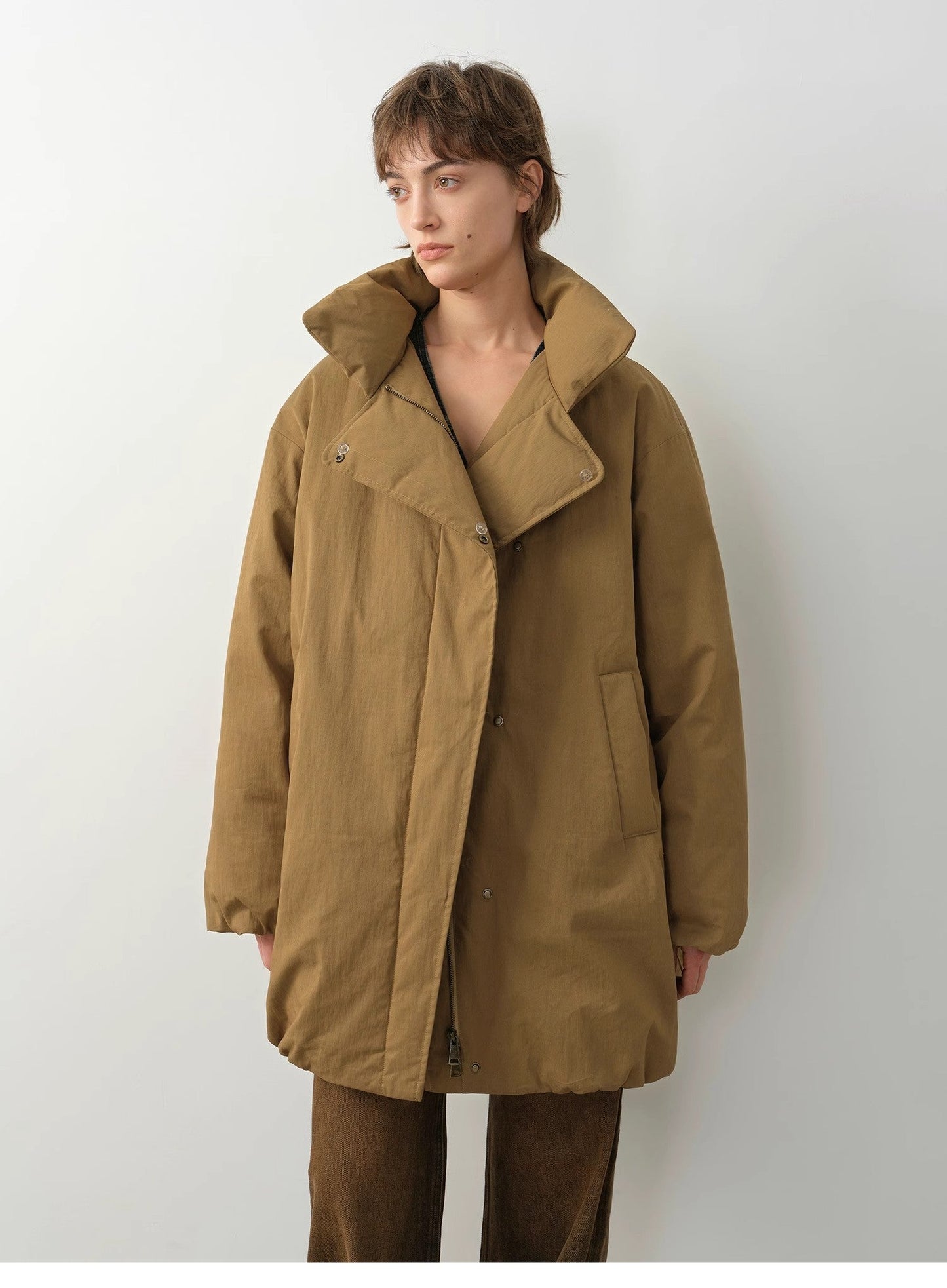 Fireladyfur Women's Winter Goose Down Coat with Tuscan wool"Modern