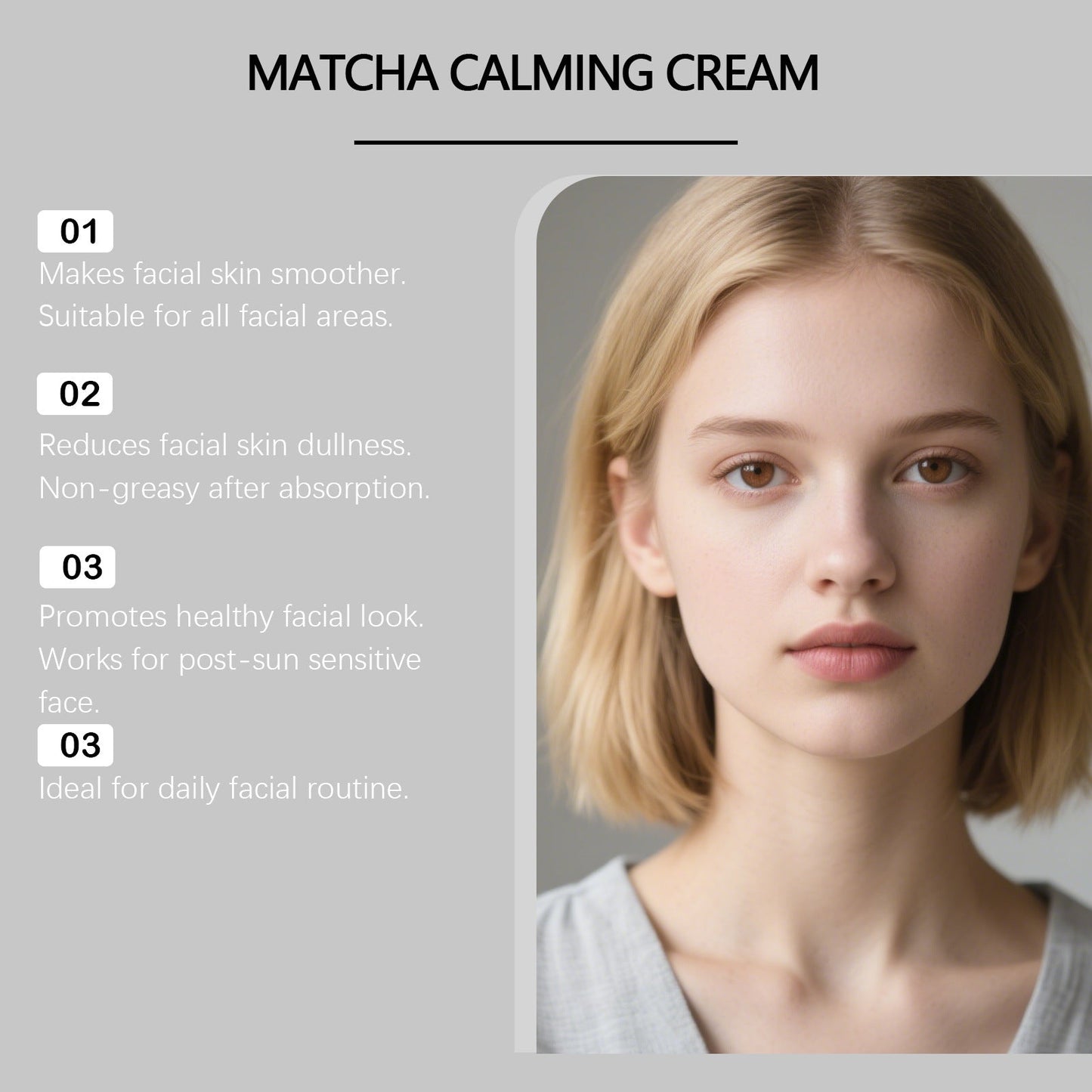 Matcha extract face cream: Nourishes dry skin, smooth texture,