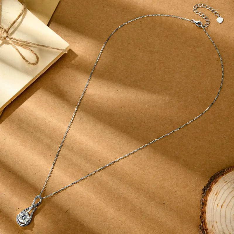 OXTAO 8MM Infinity Moissanite Pendant Necklace Female Jewelry Sterling 925 Silver Birthday Jewelry Gift With Certified