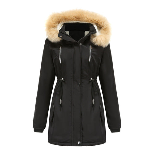 Women's Winter Coat with Detachable Hood – Warm Fleece-Lined Jacket